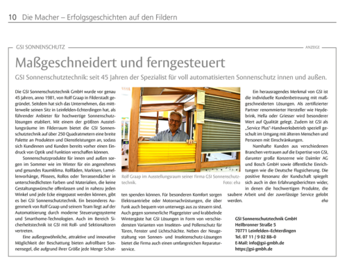 Bericht in der Presse
